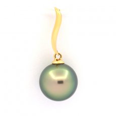 Ciondolo in Oro 18K e 1 Perla de Tahiti Rotonda B 9.9 mm