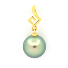 Ciondolo in Oro 18K e 1 Perla de Tahiti Rotonda B 9.8 mm