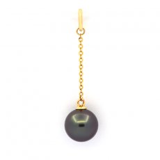 Ciondolo in Oro 18K e 1 Perla de Tahiti Rotonda A 8.6 mm