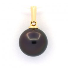 Ciondolo in Oro 18K e 1 Perla de Tahiti Rotonda B 9.4 mm