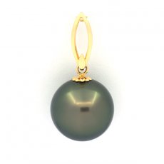 Ciondolo in Oro 18K e 1 Perla de Tahiti Rotonda B 13.8 mm