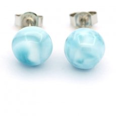 Orecchini in Argento e 2 Larimar - 8.2 mm - 1.7 gr