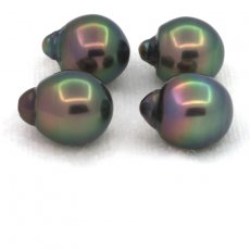 Lotto di 4 Perle di Tahiti Semi-Barocche B di 9.5 a 9.7 mm
