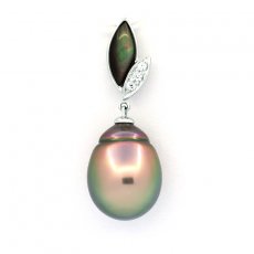 Ciondolo in Argento e 1 Perla di Tahiti Semi-Baroccha B 11.7 mm