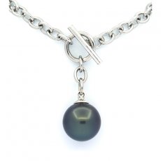 Braccialetto in Argento e 1 Perla di Tahiti Semi-Rotonda C 10.7 mm