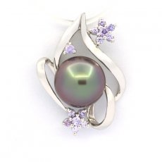 Ciondolo in Argento e 1 Perla de Tahiti Rotonda C 9.3 mm