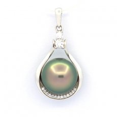 Ciondolo in Argento e 1 Perla di Tahiti Semi-Baroccha B 10.7 mm