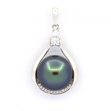 Ciondolo in Argento e 1 Perla di Tahiti Semi-Baroccha B 10.7 mm
