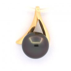 Ciondolo in Oro 18K e 1 Perla de Tahiti Rotonda A 8.6 mm