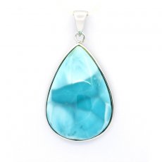 Ciondolo in Argento e 1 Larimar - 29 x 20 x 8 mm - 7.14 gr