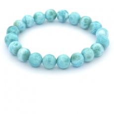 Braccialetto di 20 perle di Larimar 9 a 9.5 mm - 15 cm - 22.5 gr