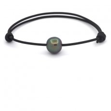 Braccialetto in Cuoio e 1 Perla di Tahiti Semi-Baroccha B 10.6 mm