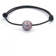 Braccialetto in Cuoio e 1 Perla di Tahiti Semi-Baroccha C 10.4 mm