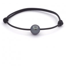 Braccialetto in Cuoio e 1 Perla di Tahiti Rotonda C 11.2 mm