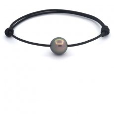Braccialetto in Cuoio e 1 Perla di Tahiti Semi-Baroccha AB 10.9 mm