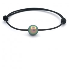 Braccialetto in Cuoio e 1 Perla di Tahiti Semi-Baroccha C 10.5 mm
