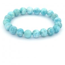 Braccialetto di 20 perle di Larimar 9 a 9.4 mm - 15 cm - 21.8 gr