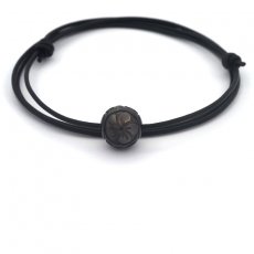 Collana in Cuoio e 1 Perla di Tahiti Incisa 12.3 mm