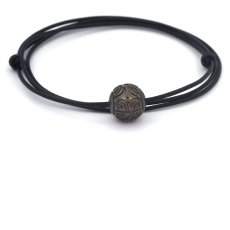 Collana in Cuoio e 1 Perla di Tahiti Incisa 12.6 mm