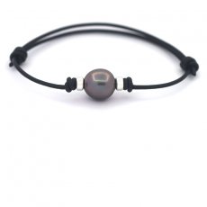 Braccialetto in Cuoio e 1 Perla di Tahiti Semi-Baroccha B 11.1 mm