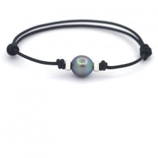 Braccialetto in Cuoio e 1 Perla di Tahiti Semi-Baroccha B/C 10.2 mm