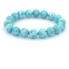 Braccialetto di 18 Perle di Larimar - 11 a 11.2 mm - 16 cm - 35.5 gr