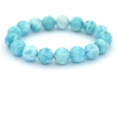 Braccialetto di 17 Perle di Larimar - 11.6 a 12.1 mm - 16 cm - 41.5 gr