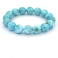 Braccialetto di 16 perle di Larimar - 13 a 13.2 mm - 17 cm - 52 gr