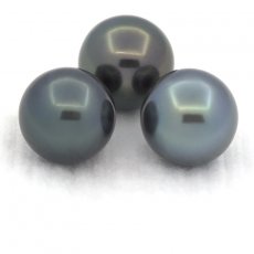 Lotto di 3 Perle di Tahiti Rotonde C di 10 a 10.2 mm