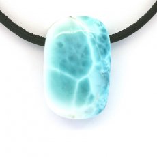 Collana in Cuoio e 1 Larimar - 33 x 21 x 10 mm - 14.8 gr