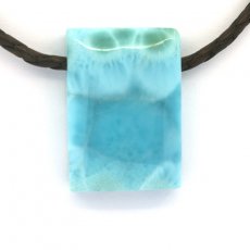 Collana in Cuoio e 1 Larimar -32 x 23 x 9 mm - 15.5 gr