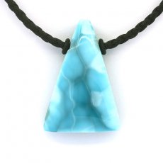 Collana in Cotone e 1 Larimar - 35 x 24 x 9.5 mm - 11.7 gr