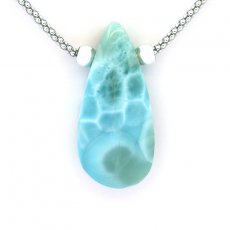 Collana in Argento e 1 Larimar - 36 x 17 x 8 mm - 8.6 gr