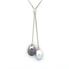 Collana in Argento e 2 Keishi di Tahiti