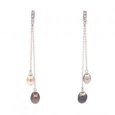 Orecchini in Argento e 4 Keishi di Tahiti