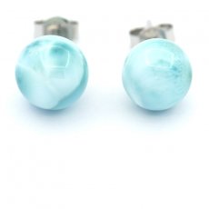 Orecchini in Argento e 2 Larimar - 9.2 mm - 2.4 gr