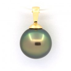 Ciondolo in Oro 18K e 1 Perla de Tahiti Semi-Rotonda B 9.8 mm