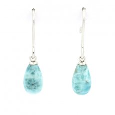 Orecchini in Argento e 2 Larimar - 10 x 6 mm - 1.2 gr