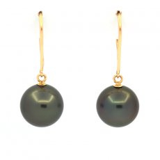 Orecchini in Oro 18K e 2 Perle di Tahiti Rotonde B/C 9.2 mm