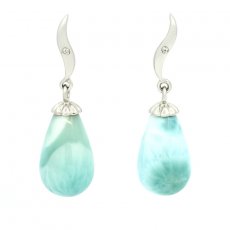 Orecchini in Argento e 2 Larimar - 13 x 8 mm - 2.6 gr