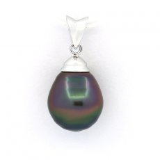 Ciondolo in Argento e 1 Perla di Tahiti Semi-Baroccha C 10.2 mm