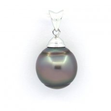 Ciondolo in Argento e 1 Perla de Tahiti Cerchiata B/C 11.5 mm