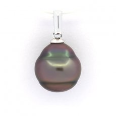 Ciondolo in Argento e 1 Perla de Tahiti Cerchiata C 10.7 mm