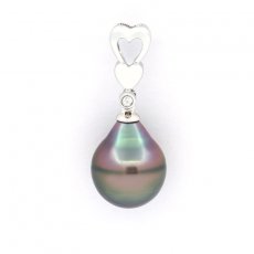 Ciondolo in Argento e 1 Perla di Tahiti Cerchiata B 10.7 mm