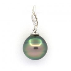 Ciondolo in Argento e 1 Perla di Tahiti Cerchiata B 10.3 mm