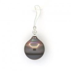 Ciondolo in Argento e 1 Perla de Tahiti Cerchiata B/C 12.2 mm