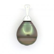 Ciondolo in Argento e 1 Perla de Tahiti Cerchiata B 10.6 mm