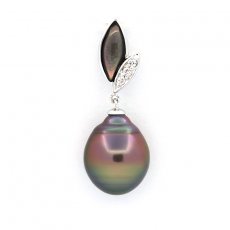 Ciondolo in Argento e 1 Perla de Tahiti Cerchiata B 11.4 mm