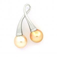 Ciondolo in Argento e 2 Perle de Australia Semi-Barocca B 9.5 mm