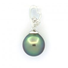 Ciondolo in Argento e 1 Perla di Tahiti Semi-Baroccha C 11 mm